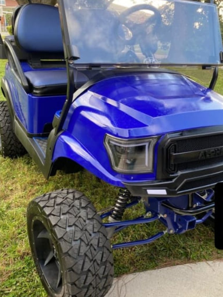 Alpha-Blue-Golf-Cart-with-a-top-speed-clocked-between-35-and-38-mph